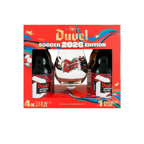 Duvel "2026 Soccer" Imperial Blond 4pk 11.2oz Bottle With USA 2026 Glass - Belgium