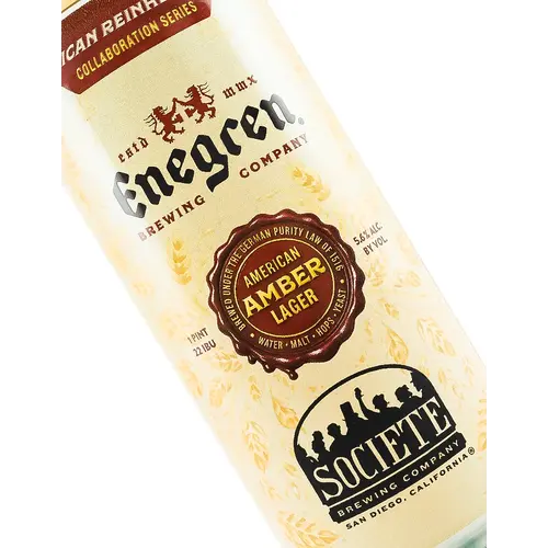 Enegren Brewing/Societe Brewing "American Reinheitsgebot" American Amber Lager 16oz Can - Moorpark, CA