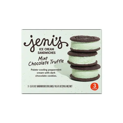 Jeni's "Mint Chocolate Truffle" Ice Cream Sandwiches 3 Pack, Ohio