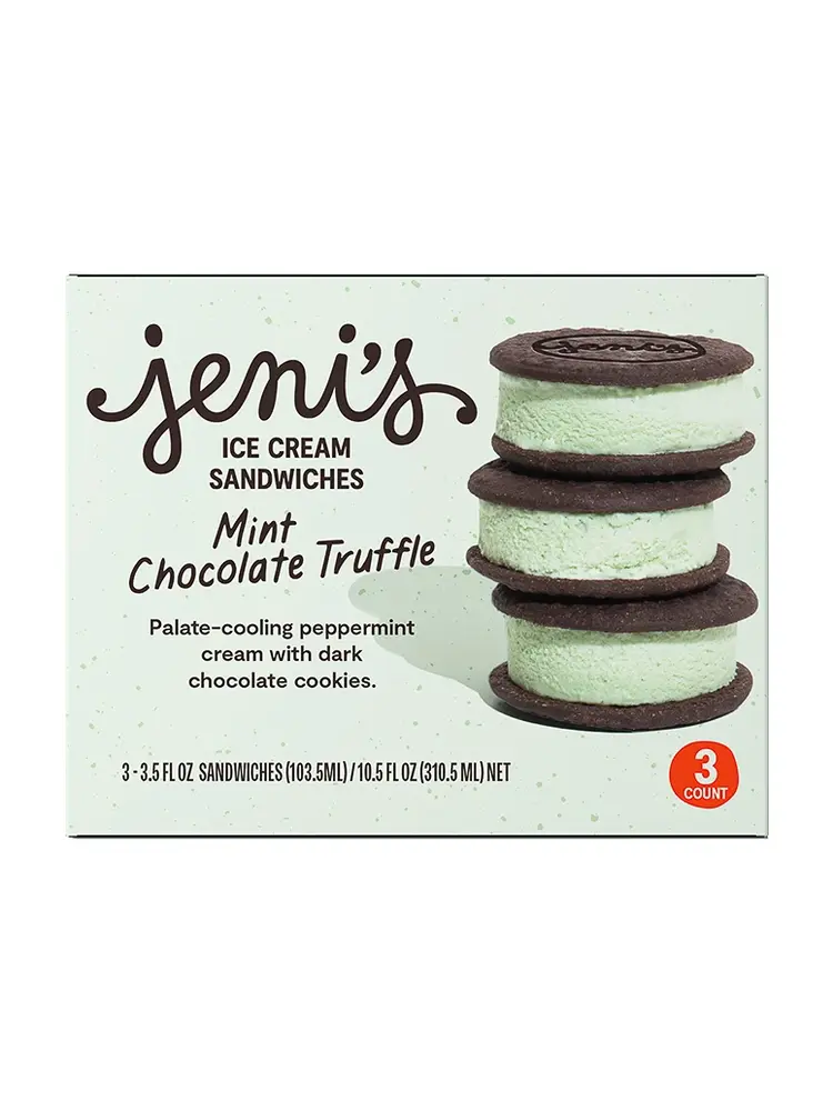Jeni's "Mint Chocolate Truffle" Ice Cream Sandwiches 3 Pack, Ohio