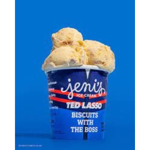 Jeni's "Ted Lasso Biscuits With The Boss" Ice Cream Crumbly Shortbread Cookies In Buttery Sweet Cream Pint, Ohio
