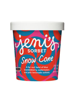 Jeni's "Snow Cone" Sorbet, Twist of Blue Brambleberry, Watermelon & Pink Lemonade Pint, Ohio