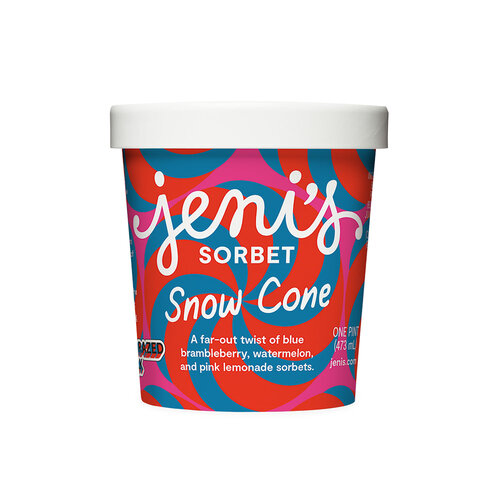 Jeni's "Snow Cone" Sorbet, Twist of Blue Brambleberry, Watermelon & Pink Lemonade Pint, Ohio