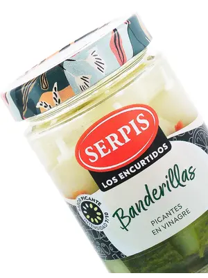 Serpis "Banderillas Picantes" Spicy Spanish Tapas Skewers 4.93oz Jar, Spain
