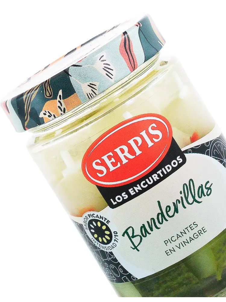 Serpis "Banderillas Picantes" Spicy Spanish Tapas Skewers 4.93oz Jar, Spain