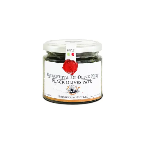 Grantoi Cutrera "Bruschetta Di Olive Nere" Black Olives Pate 6.7oz Jar, Italy