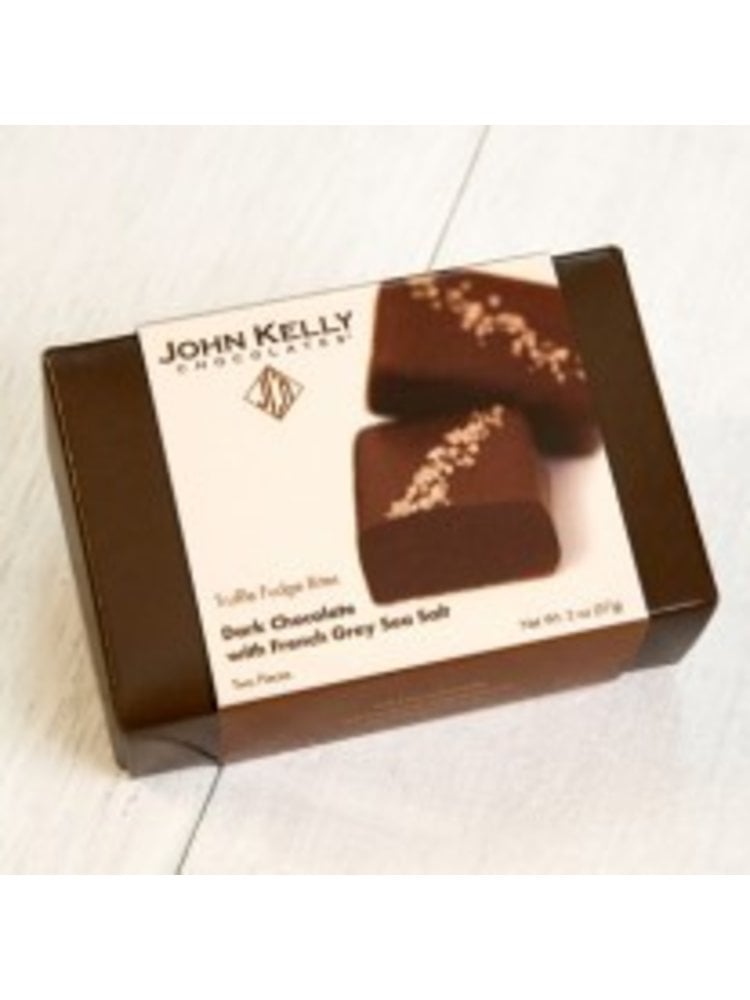 John Kelly Bite 2 Pc Dark Chocolate with French Gray Sea Salt Truffle Fudge, Los Angeles 2oz