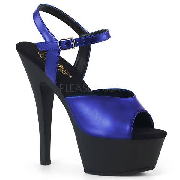 Pleaser USA KISS-209MMET Platform Ankle Strap Sandal (Blue)