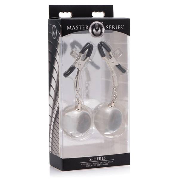 XR Brands Master Series Spheres Adjustable Nipple Clamps & Weighted Clear Orbs