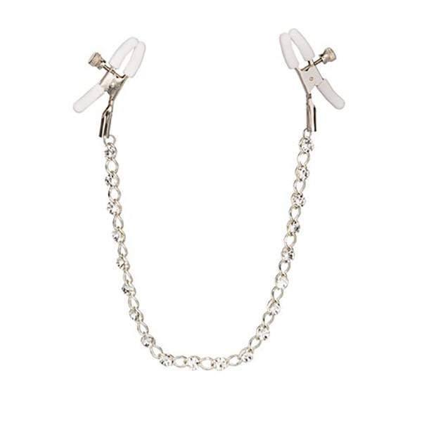 Cal Exotics nipple play Crystal Chain Nipple Clamps (White)