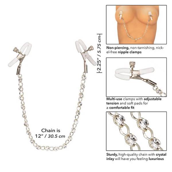 Cal Exotics nipple play Crystal Chain Nipple Clamps (White)