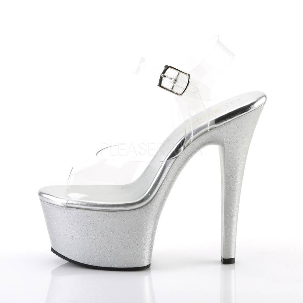 Pleaser USA ASPIRE-608MG Platform Ankle Strap Sandal w/ Mini Holographic Glitters (Size 5)