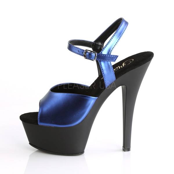 Pleaser USA KISS-209MMET Platform Ankle Strap Sandal (Blue)