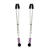 Spartacus Nipple Clips Tweezer Style with Purple Beads