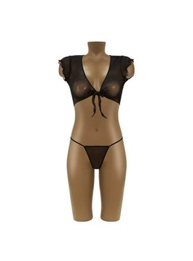 BMS Enterprises Mesh Black Tie Top with G-String (One Size)
