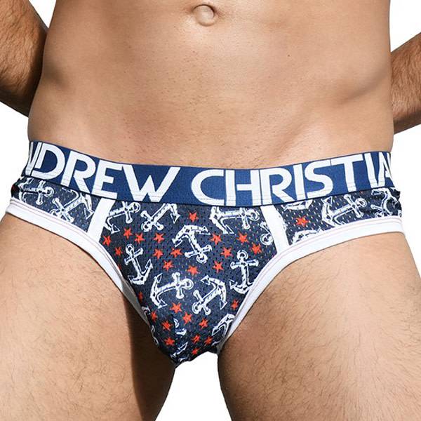 Andrew Christian Menswear Anchor Mesh Brief w/ Almost Naked (Extra Small)