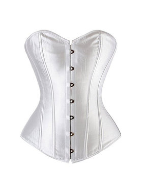 Premium Products Classic Satin Corset with Lace Up Back (White)