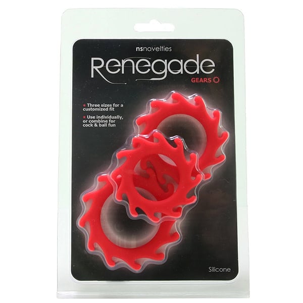 NS Novelties Renegade Gears Cock Ring Set (Red)
