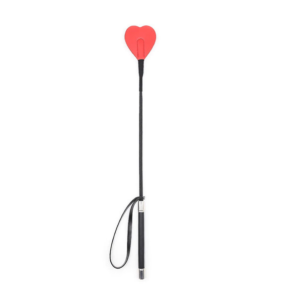 Premium Products Leather Red Heart Riding Crop