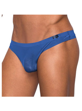 Male Power Seamless Blue Thong with Sheer Pouch