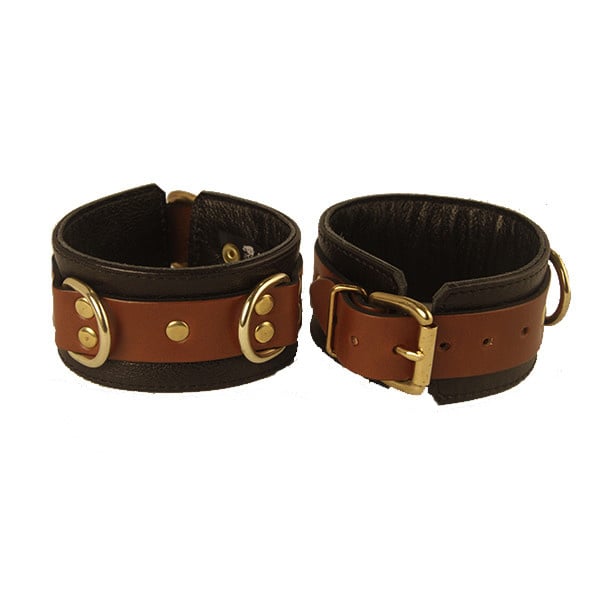 Aslan Leather Inc. Brass & Tan Ankle Cuffs