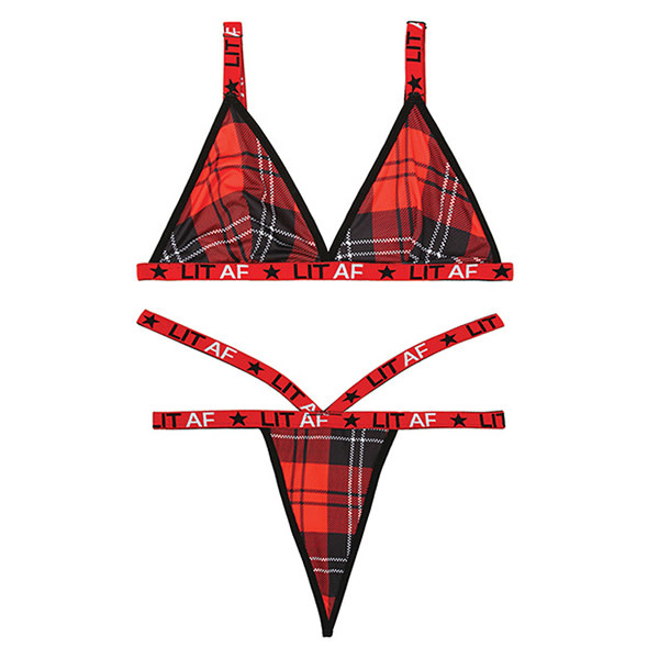 Fantasy Lingerie Fantasy Lingerie Vibes LIT AF Plaid Bralette & Thong Set