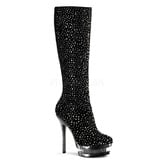Pleaser USA FANTASIA-2010R Single Sole Boot (Black Suede/Pewter Chrome) Size 5