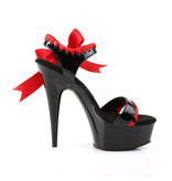 Pleaser USA DELIGHT-615 Mid Platform Sandal (Black/Red) Size 5