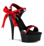 Pleaser USA DELIGHT-615 Mid Platform Sandal (Black/Red) Size 5