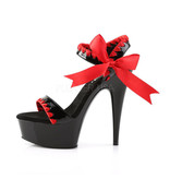 Pleaser USA DELIGHT-615 Mid Platform Sandal (Black/Red) Size 5