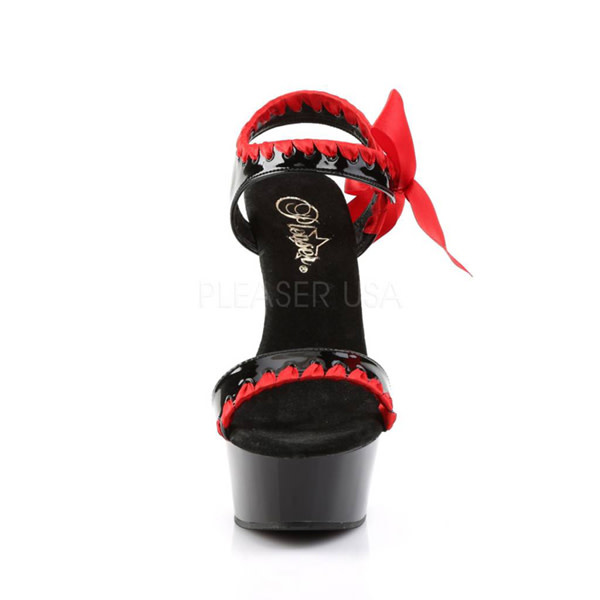 Pleaser USA DELIGHT-615 Mid Platform Sandal (Black/Red) Size 5