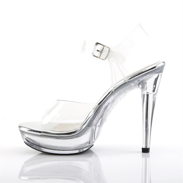 Pleaser USA COCKTAIL-508 Clear Platform Ankle Strap Sandal