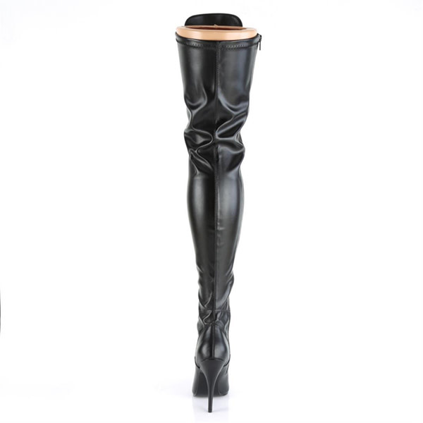 Pleaser USA SEDUCE-3024 Thigh High Boot (Black Stretch PU)