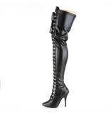 Pleaser USA SEDUCE-3024 Thigh High Boot (Black Stretch PU)