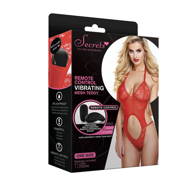 X-Gen Products Remote Vibrating Red Mesh Teddy (One Size)