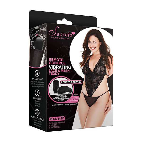 X-Gen Products Remote Vibrating Lace and Mesh Teddy (Plus Size)