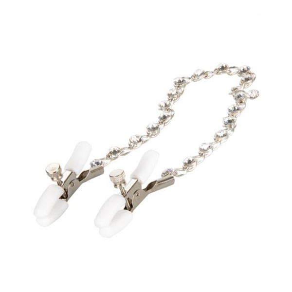 Cal Exotics nipple play Crystal Chain Nipple Clamps (White)