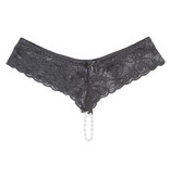 Coquette International Lingerie Low-Rise Lace Beaded Black Thong