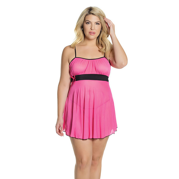 Coquette International Lingerie Criss-Cross Strap Fuchsia Babydoll