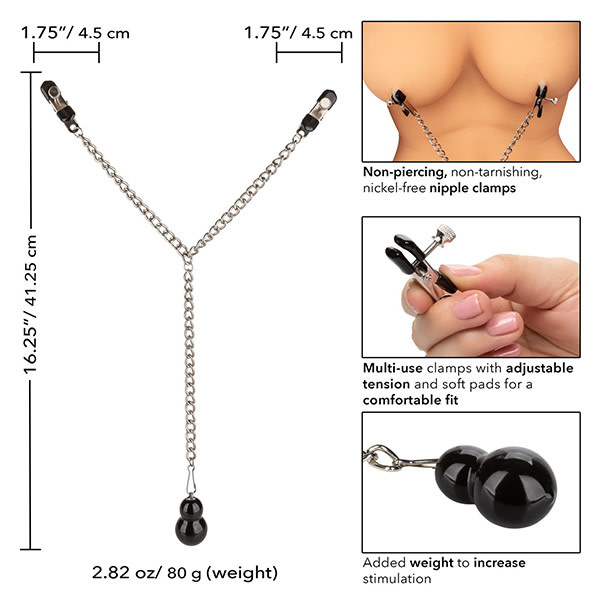 Cal Exotics Nipple Play Weighted Dual Tier Nipple Clamps