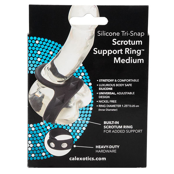 Cal Exotics Tri-Snap Scrotum Black Support Ring (Medium)