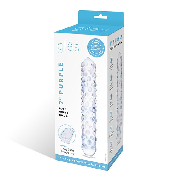 Gläs gläs Purple Rose Nubby Glass Dildo