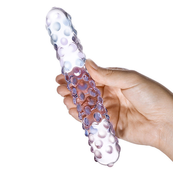 Gläs gläs Purple Rose Nubby Glass Dildo