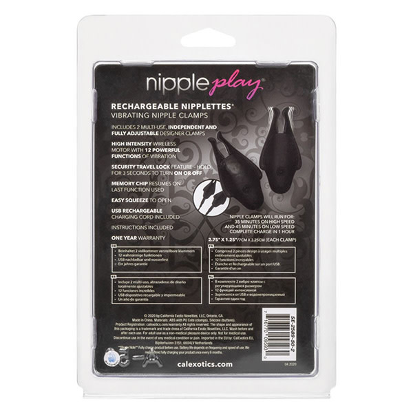 Cal Exotics Nipplettes Rechargeable Vibrating Clamps (Black)