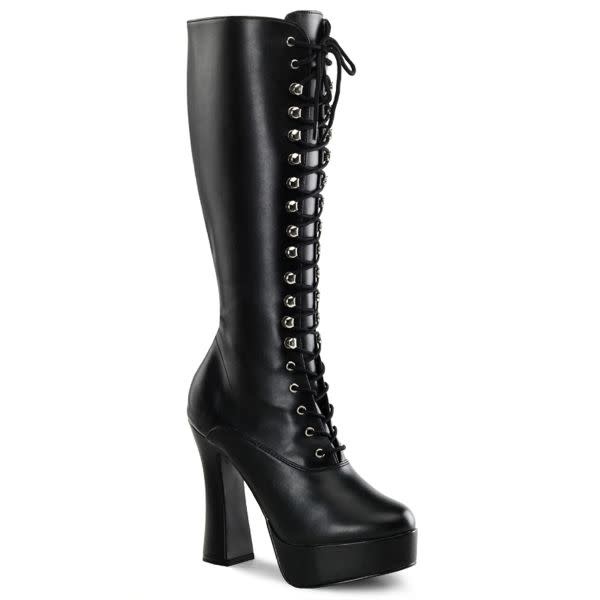 Pleaser USA ELECTRA-2020 Platform Knee Boot with Lace Front Detail