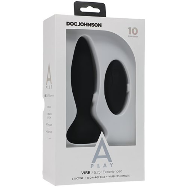 Doc Johnson Toys A-Play Vibe Silicone Vibrating Butt Plug with Remote (Black)