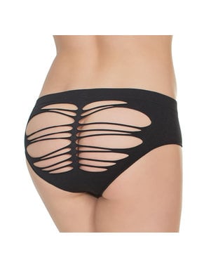 Coquette International Lingerie Stretch Knit Panty with Center Back Slashes (Black)