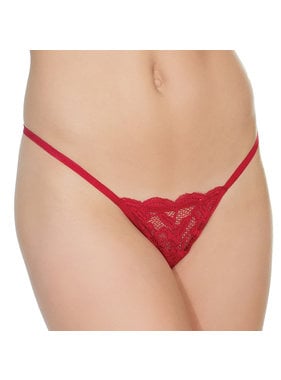 Coquette International Lingerie Floral Lace G-String (Red)