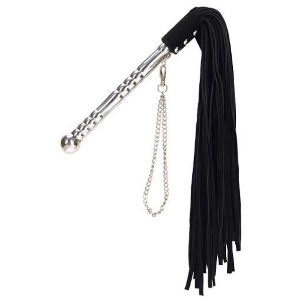 BMS Enterprises Punishment Black Whip with Silver Handle
