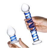 Gläs gläs Double Penetration Swirly Dildo & Plug Set